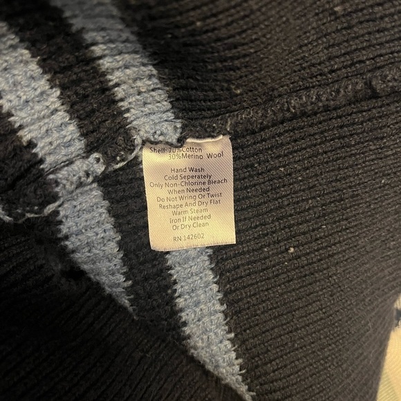 Sail to Sable Cotton Merino Wool Blend Waffle Knit Striped Sweater - Size XXS - Picture 8 of 9